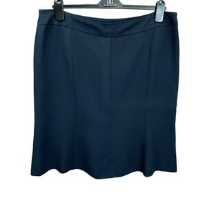 Ellen Tracy Midi Skirt Tulip Hem Navy Blue Side Zipper Closure Women Size 16